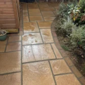 Curved sandstone garden path Woking