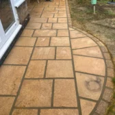 Sandstone patio and garden path installation Woking